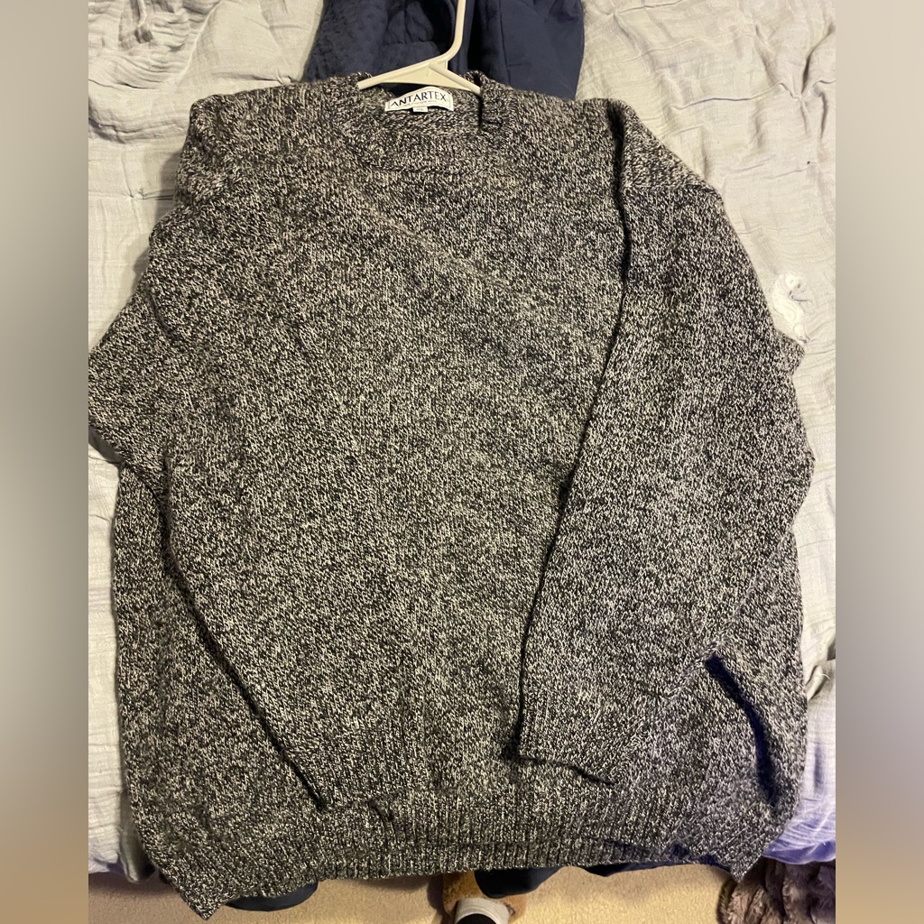 Antarex 100% Pure New Wool Charcoal Marled Crewneck Sweater Xl